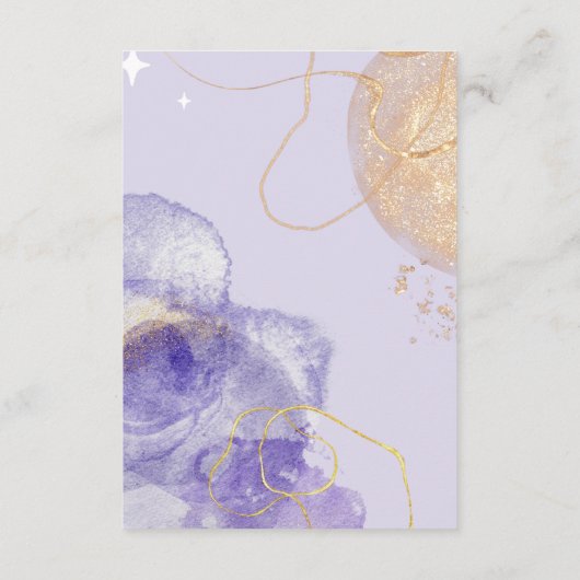 Carte D'accompagnement RSVP Abstrait Violet et Doré de Luxe (Dos)