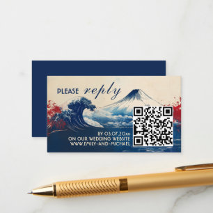 Carte D'accompagnement RSVP avec code QR Harmonie japonaise avec Fuji