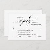 Carte D'accompagnement RSVP classique élégant, Police noire, Répondre (Devant / Derrière)