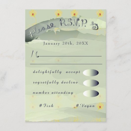 Carte D'accompagnement RSVP Daisy et boîtier gris (Devant)