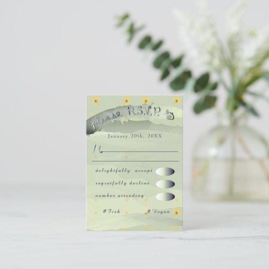 Carte D'accompagnement RSVP Daisy et boîtier gris (Debout devant)