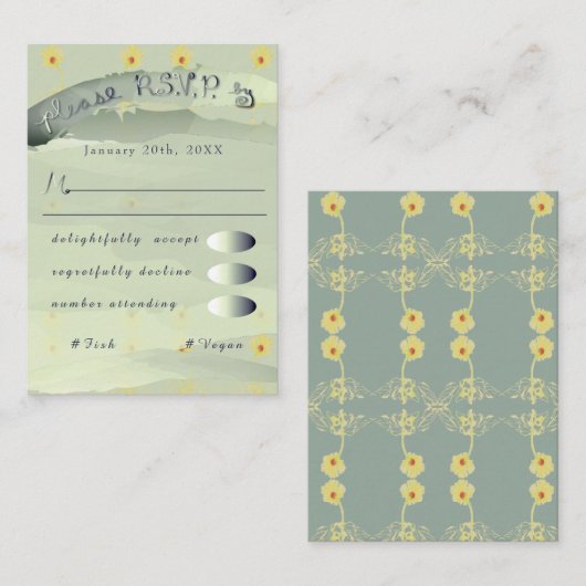 Carte D'accompagnement RSVP Daisy et boîtier gris (Devant / Derrière)