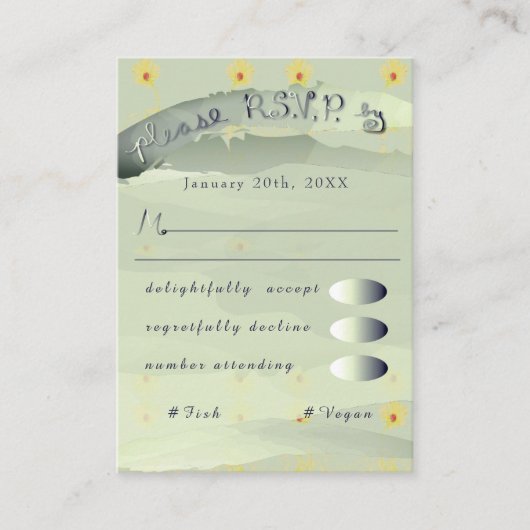 Carte D'accompagnement RSVP Daisy et boîtier gris (Devant)