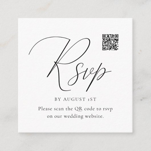 Carte D'accompagnement RSVP de calligraphie simple avec code QR (Devant)