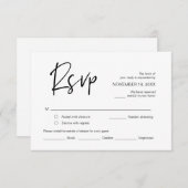 Carte D'accompagnement RSVP de mariage, avec options de repas, répondre c (Devant / Derrière)