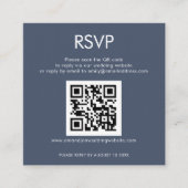 Carte D'accompagnement RSVP de mariage simple code QR bleu marine poussié (Devant)
