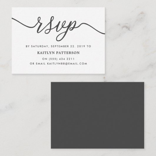 Carte D'accompagnement RSVP de script simple (Devant / Derrière)