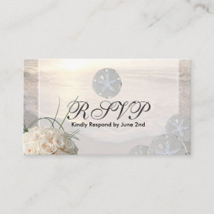 Carte D'accompagnement RSVP Dollar de sable et Roses blanches