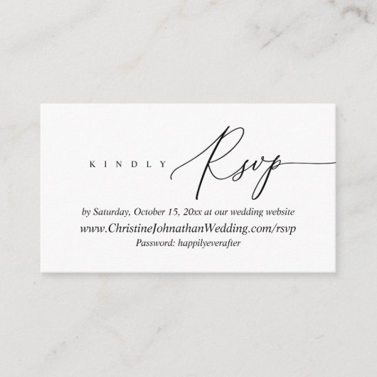 Carte D'accompagnement RSVP en ligne, Black script Enclosure moderne (Devant)