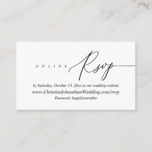 Carte D'accompagnement RSVP en ligne, Black script Enclosure moderne