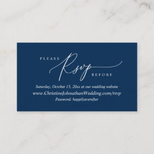 Carte D'accompagnement RSVP en ligne, calligraphie simple moderne bleu ma