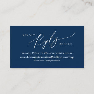 Carte D'accompagnement RSVP en ligne, Moderne Simple Marine Bleu script E