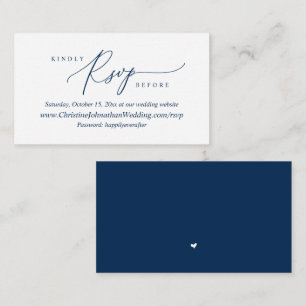 Carte D'accompagnement RSVP en ligne, Moderne Simple Navy Bleu Script