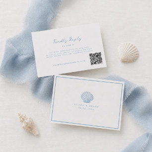 Carte D'accompagnement RSVP en ligne pour mariage côtier bleu