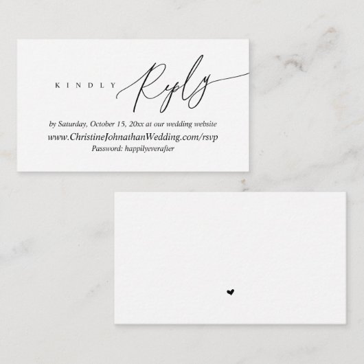 Carte D'accompagnement RSVP en ligne, script minimal moderne en noir (Devant / Derrière)
