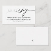 Carte D'accompagnement RSVP en ligne, script minimal moderne en noir (Devant / Derrière)