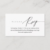 Carte D'accompagnement RSVP en ligne, script minimal moderne en noir (Devant)