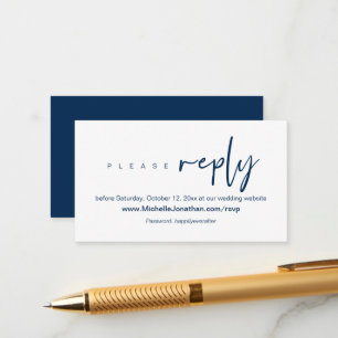 Carte D'accompagnement RSVP en ligne, site web Mariage, mot de passe, enc