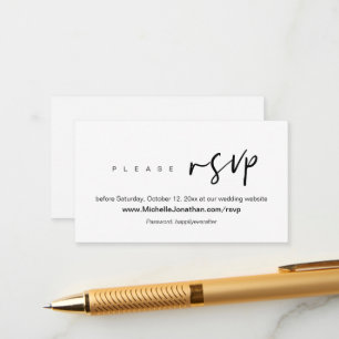 Carte D'accompagnement RSVP en ligne, site web Mariage, mot de passe, mod