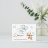 Carte D'accompagnement RSVP en ligne Teddy Bear Bear Baby shower Enclo (Debout devant)