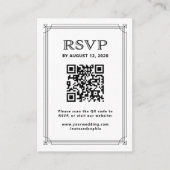 Carte D'accompagnement RSVP et code QR Modern Deco | Noir et blanc (Devant)