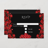 Carte D'accompagnement RSVP Fairytale Red Roses Mariage (Devant / Derrière)