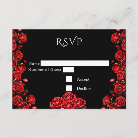 Carte D'accompagnement RSVP Fairytale Red Roses Mariage (Devant)