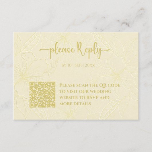Carte D'accompagnement RSVP floral minimal | Mariage de code QR (Devant)