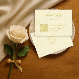 Carte D'accompagnement RSVP floral minimal Mariage de code QR