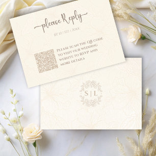 Carte D'accompagnement RSVP floral minimal Mariage de code QR