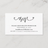 Carte D'accompagnement ~* RSVP Hearts Site Web Mariage Boîtier simple (Devant)