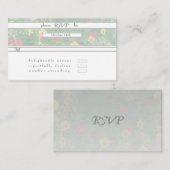 Carte D'accompagnement RSVP Mariage floral vert argenté (Devant / Derrière)