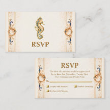 RSVP mariage hippocampe coquillage vintage luxe
