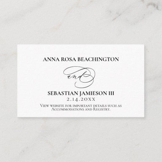 Carte D'accompagnement *~* RSVP Mariage Site Web Détails Boîtier simple (Dos)