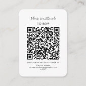 Carte D'accompagnement RSVP minimal avec script de code QR (Devant)