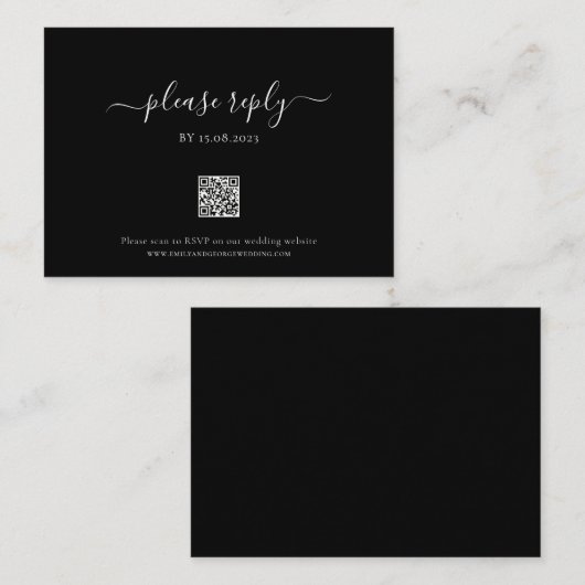 Carte D'accompagnement RSVP moderne simple avec boîtier de code QR (Devant / Derrière)