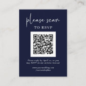 Carte D'accompagnement RSVP moderne simple avec code QR | bleu marine (Devant)