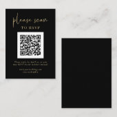 Carte D'accompagnement RSVP moderne simple avec code QR | Or et noir (Devant / Derrière)
