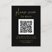 Carte D'accompagnement RSVP moderne simple avec code QR | Or et noir (Devant)