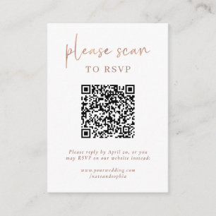 Carte D'accompagnement RSVP moderne simple avec code QR Or Rose Faux