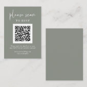 Carte D'accompagnement RSVP moderne simple avec code QR | Sage Green (Devant / Derrière)