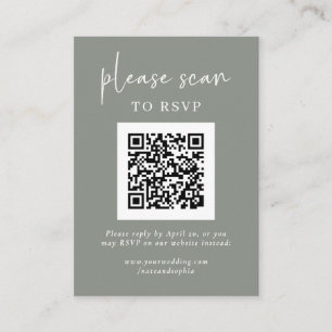 Carte D'accompagnement RSVP moderne simple avec code QR Sage Green