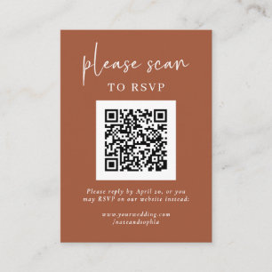 Carte D'accompagnement RSVP moderne simple avec code QR   Terracotta