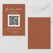 Carte D'accompagnement RSVP moderne simple avec code QR | Terre cuite (Devant / Derrière)