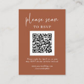 Carte D'accompagnement RSVP moderne simple avec code QR | Terre cuite (Devant)