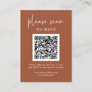 Carte D'accompagnement RSVP moderne simple avec code QR Terre cuite