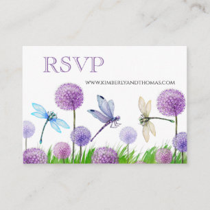 Carte D'accompagnement RSVP Online Purple Aquarelle Florale Mariage