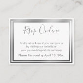 Carte D'accompagnement RSVP Online Simple Elegant Argent et Blanc (Devant)