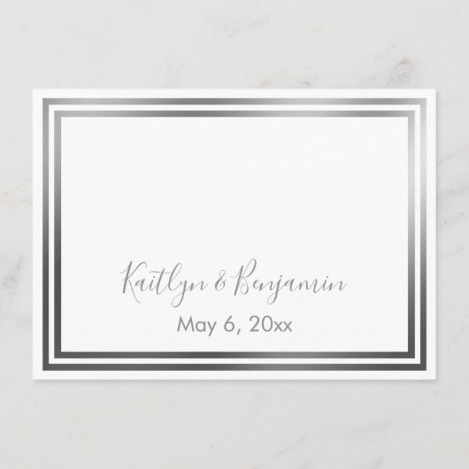 Carte D'accompagnement RSVP Online Simple Elegant Argent et Bordure Blanc (Dos)