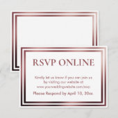 Carte D'accompagnement RSVP Online Simple Elegant Rose Gold sur Blanc (Devant / Derrière)